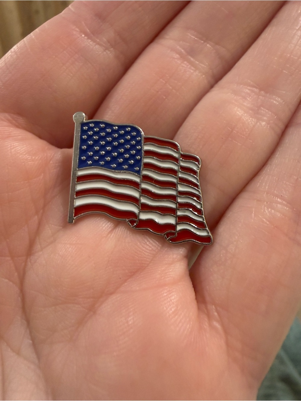 Patriotic American Flag Lapel Pin - Red, White & Blue
